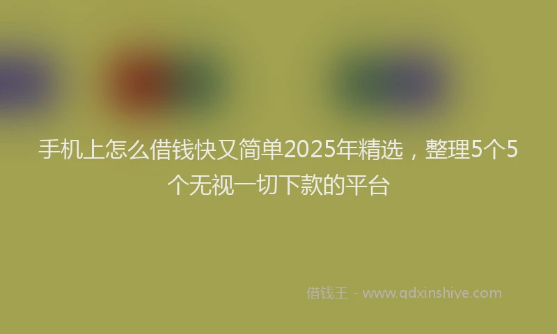 手机上怎么借钱快又简单2025年精选，整理5个5个无视一切下款的平台