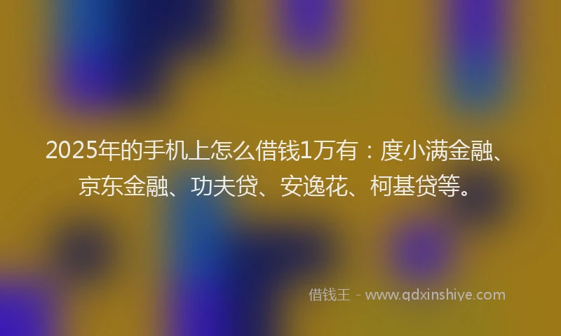 2025年的手机上怎么借钱1万有：度小满金融、京东金融、功夫贷、安逸花、柯基贷等。