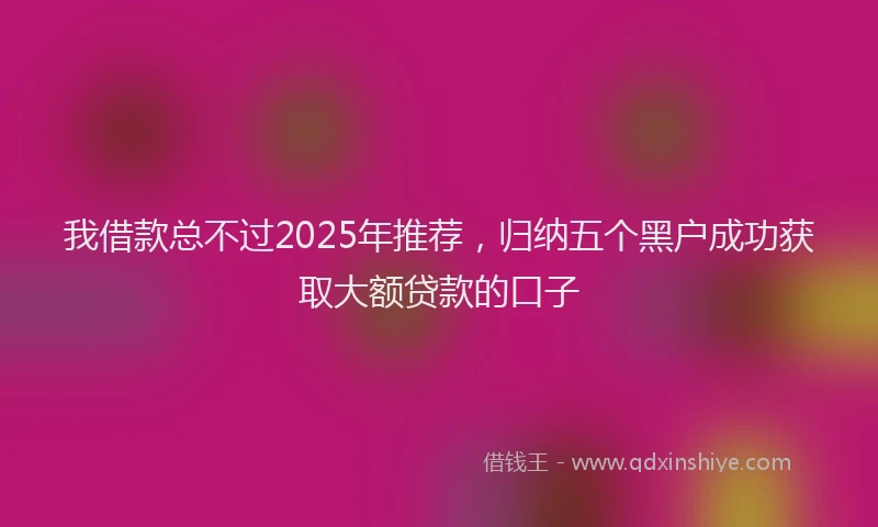我借款总不过2025年推荐，归纳五个黑户成功获取大额贷款的口子