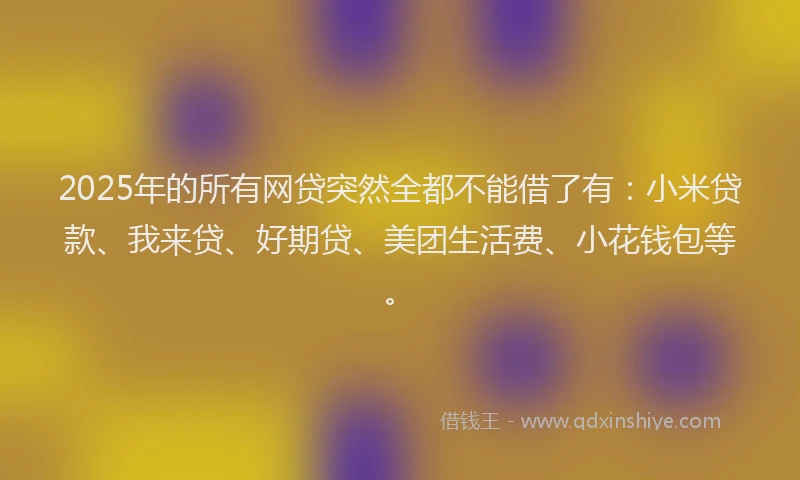 2025年的所有网贷突然全都不能借了有：小米贷款、我来贷、好期贷、美团生活费、小花钱包等。