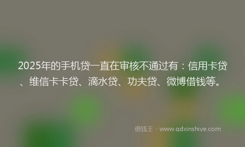 2025年的手机贷一直在审核不通过有：信用卡贷、维信卡卡贷、滴水贷、功夫贷、微博借钱等。