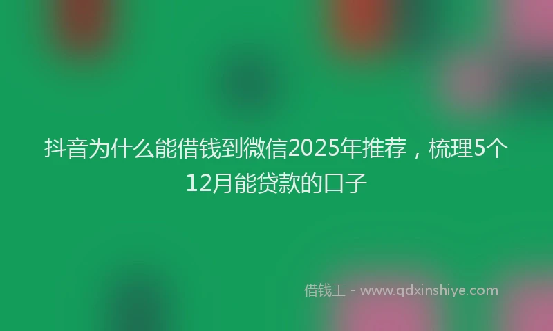 抖音为什么能借钱到微信2025年推荐，梳理5个12月能贷款的口子