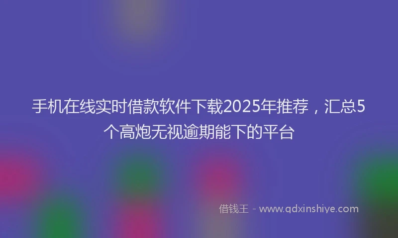 手机在线实时借款软件下载2025年推荐，汇总5个高炮无视逾期能下的平台