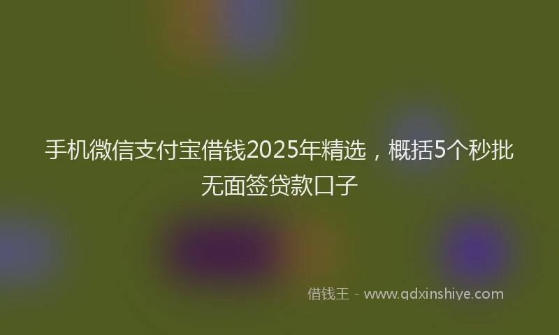 手机微信支付宝借钱2025年精选，概括5个秒批无面签贷款口子