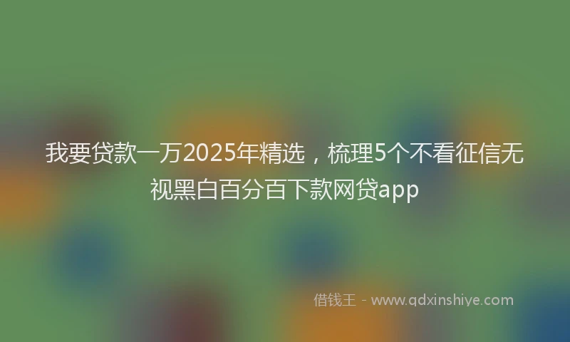 我要贷款一万2025年精选，梳理5个不看征信无视黑白百分百下款网贷app