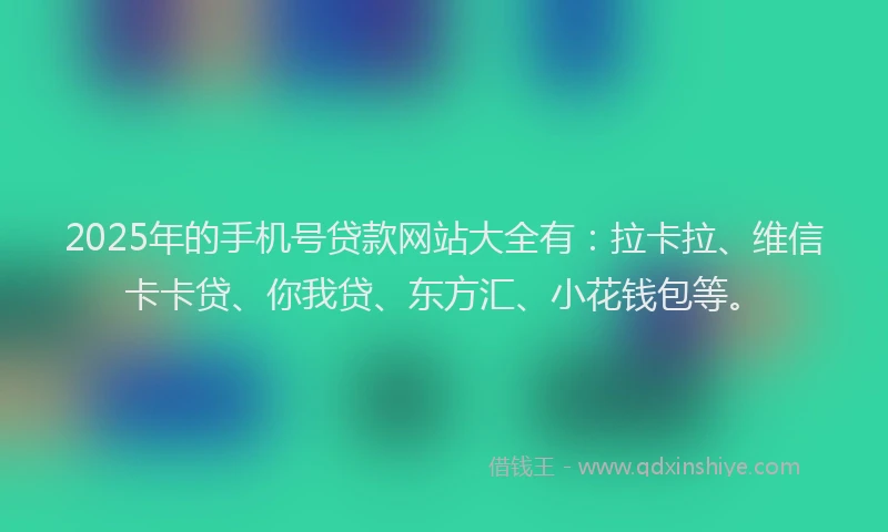2025年的手机号贷款网站大全有：拉卡拉、维信卡卡贷、你我贷、东方汇、小花钱包等。