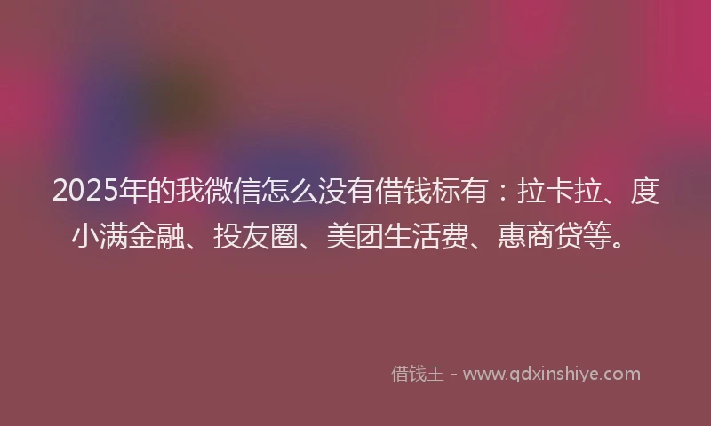 2025年的我微信怎么没有借钱标有：拉卡拉、度小满金融、投友圈、美团生活费、惠商贷等。