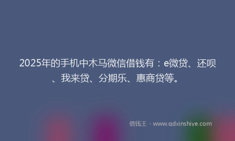 2025年的手机中木马微信借钱有：e微贷、还呗、我来贷、分期乐、惠商贷等。