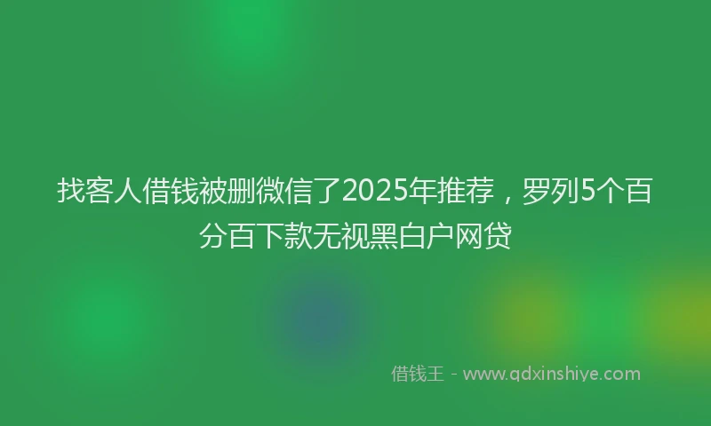 找客人借钱被删微信了2025年推荐，罗列5个百分百下款无视黑白户网贷
