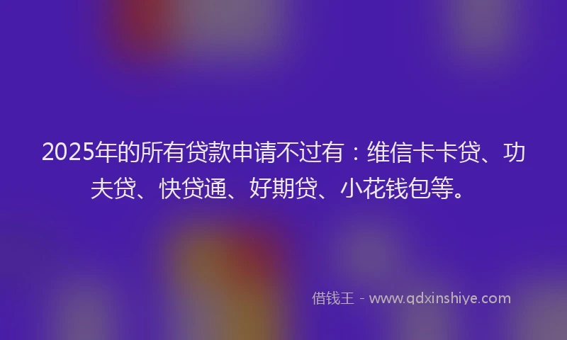 2025年的所有贷款申请不过有：维信卡卡贷、功夫贷、快贷通、好期贷、小花钱包等。