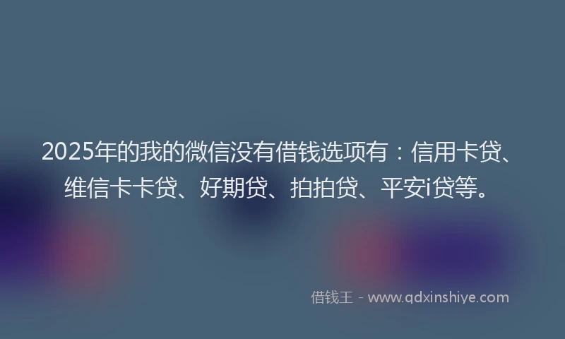 2025年的我的微信没有借钱选项有：信用卡贷、维信卡卡贷、好期贷、拍拍贷、平安i贷等。