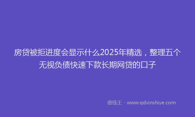 房贷被拒进度会显示什么2025年精选，整理五个无视负债快速下款长期网贷的口子