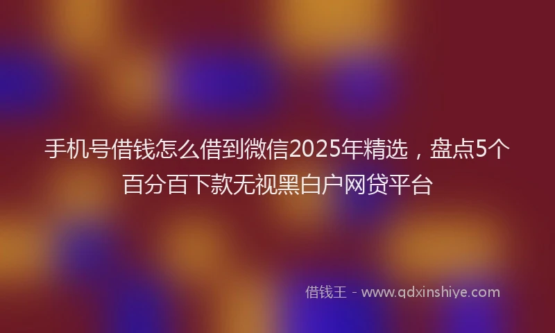 手机号借钱怎么借到微信2025年精选，盘点5个百分百下款无视黑白户网贷平台