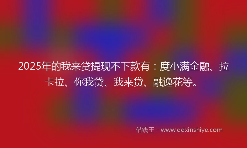 2025年的我来贷提现不下款有：度小满金融、拉卡拉、你我贷、我来贷、融逸花等。