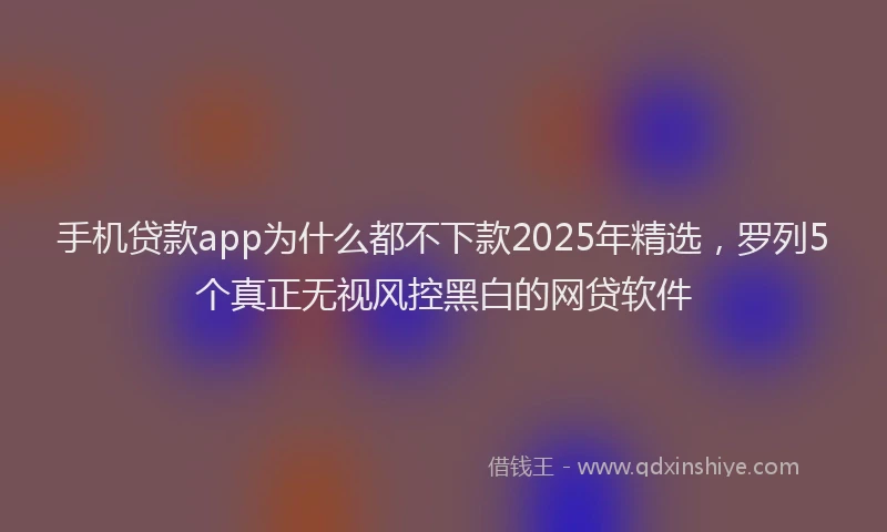 手机贷款app为什么都不下款2025年精选，罗列5个真正无视风控黑白的网贷软件