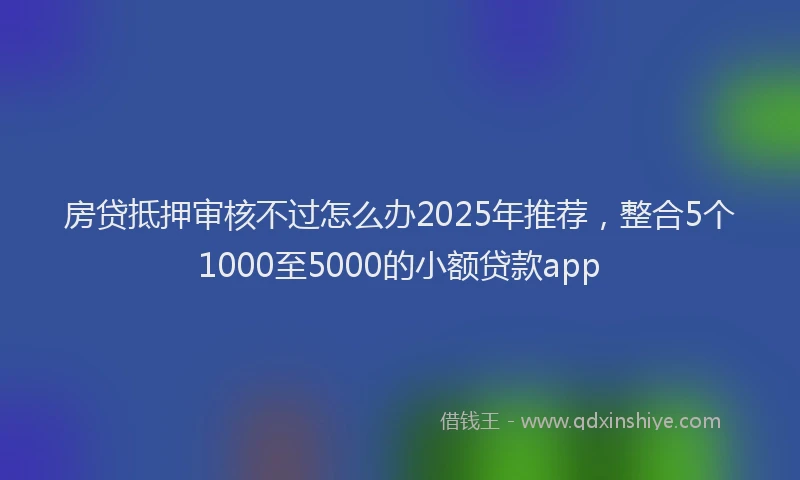 房贷抵押审核不过怎么办2025年推荐，整合5个1000至5000的小额贷款app