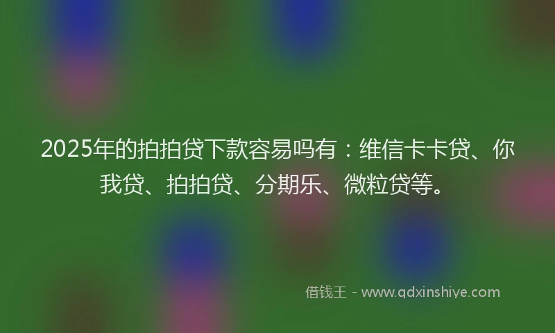 2025年的拍拍贷下款容易吗有：维信卡卡贷、你我贷、拍拍贷、分期乐、微粒贷等。