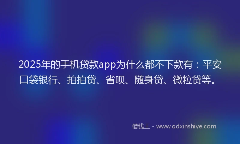 2025年的手机贷款app为什么都不下款有：平安口袋银行、拍拍贷、省呗、随身贷、微粒贷等。