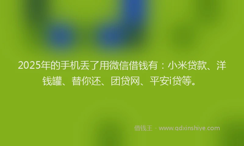 2025年的手机丢了用微信借钱有：小米贷款、洋钱罐、替你还、团贷网、平安i贷等。