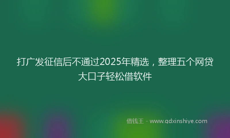 打广发征信后不通过2025年精选，整理五个网贷大口子轻松借软件