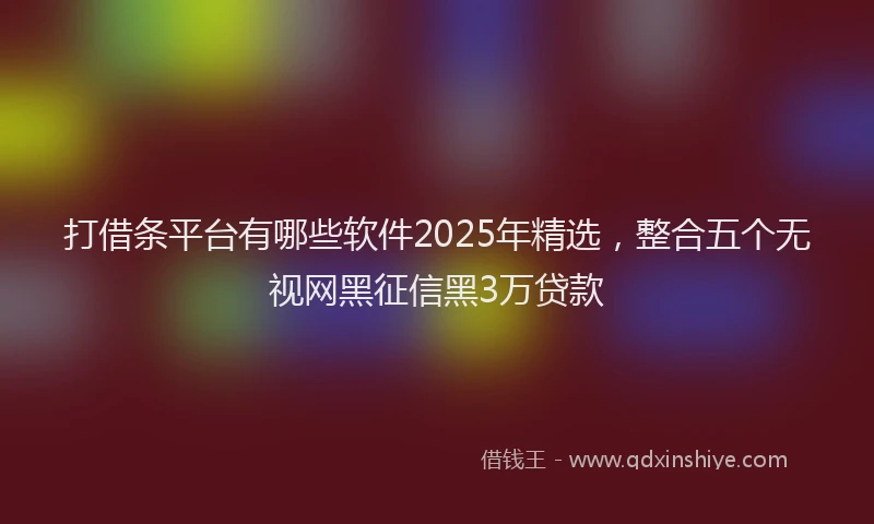 打借条平台有哪些软件2025年精选，整合五个无视网黑征信黑3万贷款