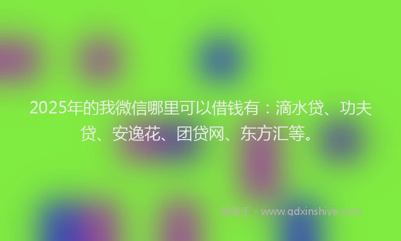 2025年的我微信哪里可以借钱有：滴水贷、功夫贷、安逸花、团贷网、东方汇等。