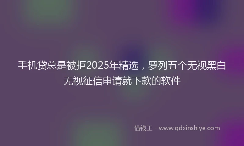 手机贷总是被拒2025年精选，罗列五个无视黑白无视征信申请就下款的软件