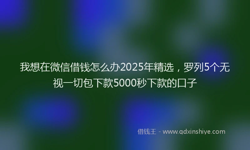 我想在微信借钱怎么办2025年精选，罗列5个无视一切包下款5000秒下款的口子