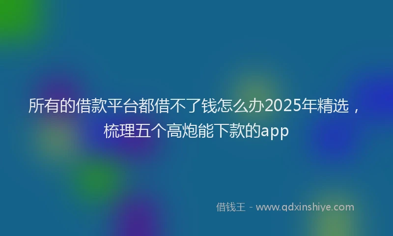 所有的借款平台都借不了钱怎么办2025年精选，梳理五个高炮能下款的app