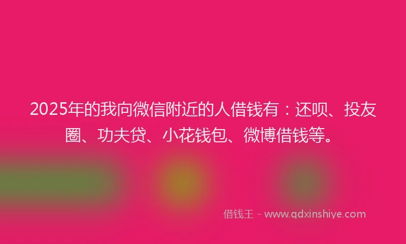 2025年的我向微信附近的人借钱有：还呗、投友圈、功夫贷、小花钱包、微博借钱等。