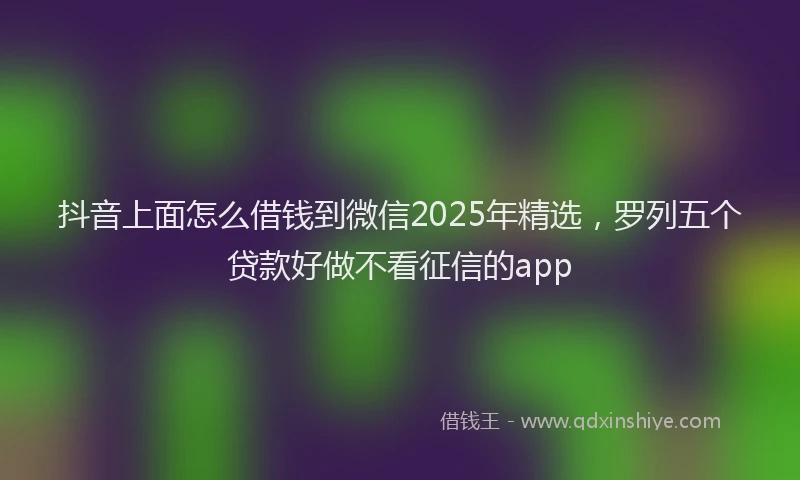 抖音上面怎么借钱到微信2025年精选，罗列五个贷款好做不看征信的app