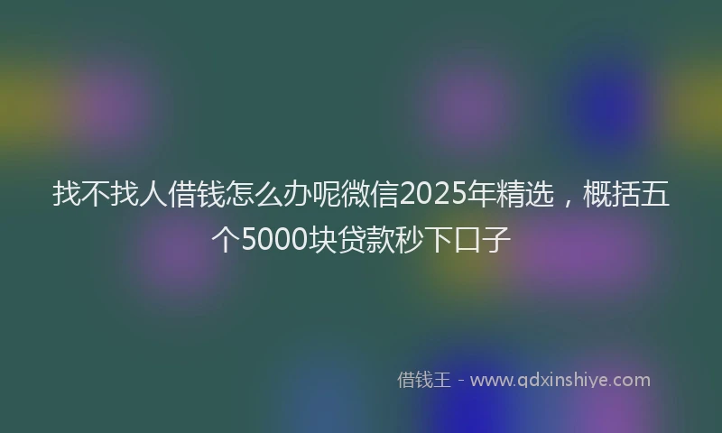 找不找人借钱怎么办呢微信2025年精选，概括五个5000块贷款秒下口子