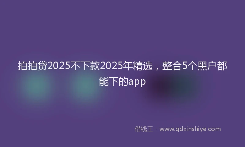 拍拍贷2025不下款2025年精选，整合5个黑户都能下的app