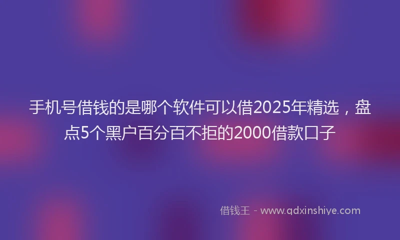 手机号借钱的是哪个软件可以借2025年精选，盘点5个黑户百分百不拒的2000借款口子