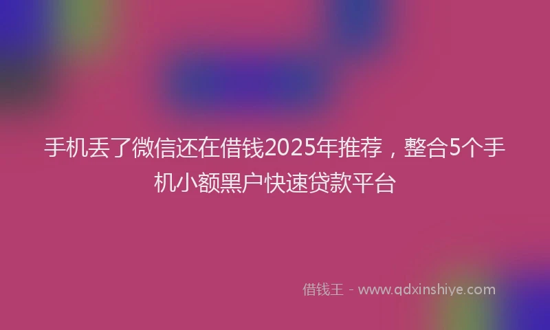 手机丢了微信还在借钱2025年推荐，整合5个手机小额黑户快速贷款平台