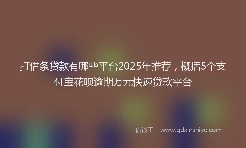 打借条贷款有哪些平台2025年推荐，概括5个支付宝花呗逾期万元快速贷款平台