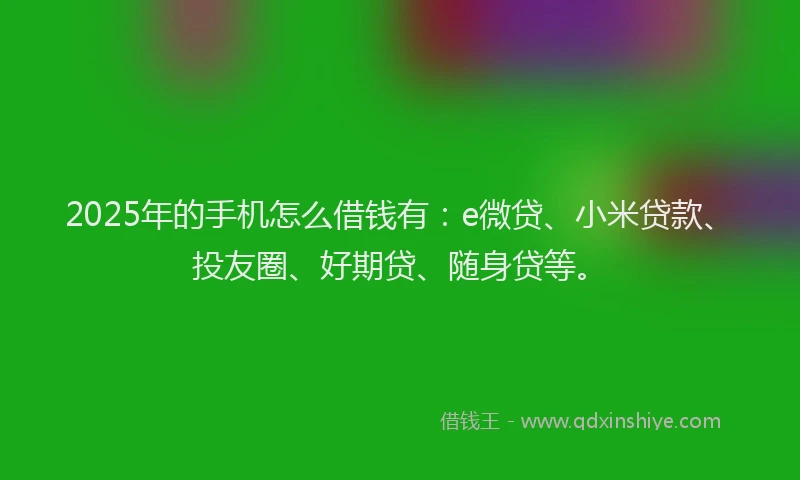 2025年的手机怎么借钱有：e微贷、小米贷款、投友圈、好期贷、随身贷等。
