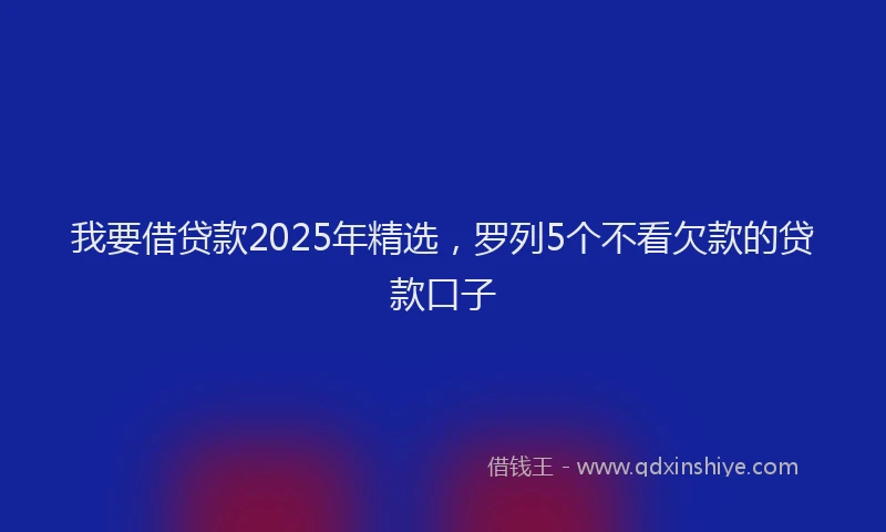 我要借贷款2025年精选，罗列5个不看欠款的贷款口子