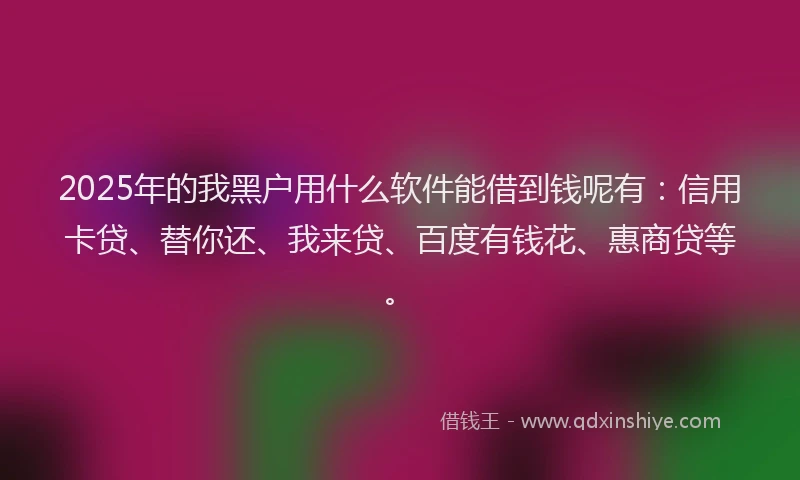 2025年的我黑户用什么软件能借到钱呢有：信用卡贷、替你还、我来贷、百度有钱花、惠商贷等。