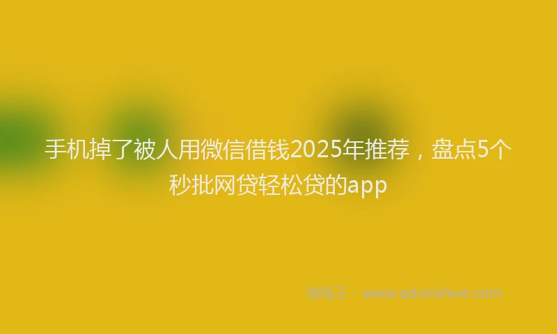 手机掉了被人用微信借钱2025年推荐，盘点5个秒批网贷轻松贷的app