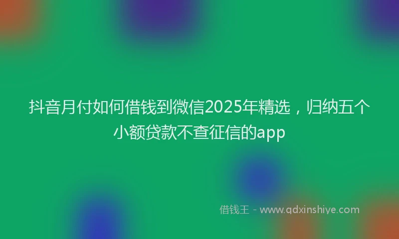 抖音月付如何借钱到微信2025年精选，归纳五个小额贷款不查征信的app