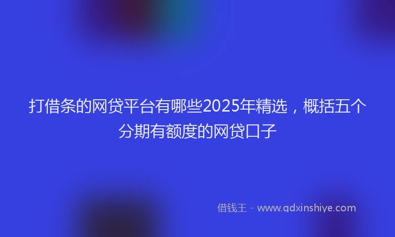 打借条的网贷平台有哪些2025年精选，概括五个分期有额度的网贷口子
