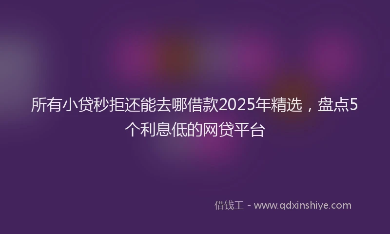 所有小贷秒拒还能去哪借款2025年精选，盘点5个利息低的网贷平台