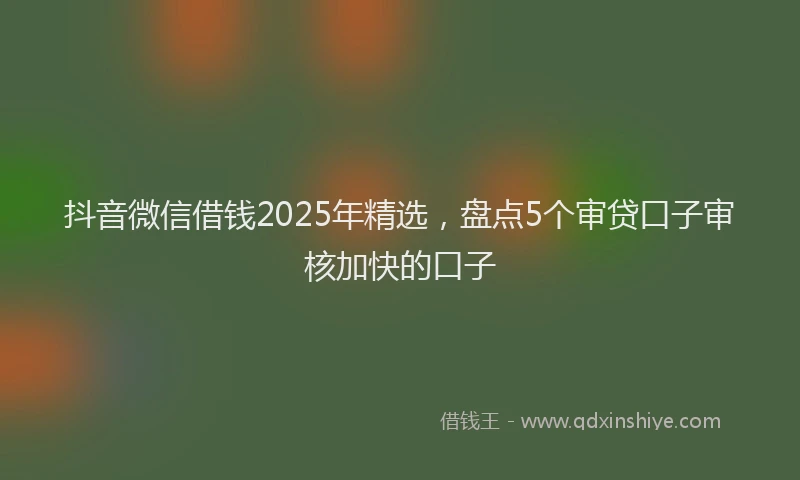 抖音微信借钱2025年精选，盘点5个审贷口子审核加快的口子