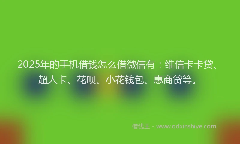 2025年的手机借钱怎么借微信有：维信卡卡贷、超人卡、花呗、小花钱包、惠商贷等。