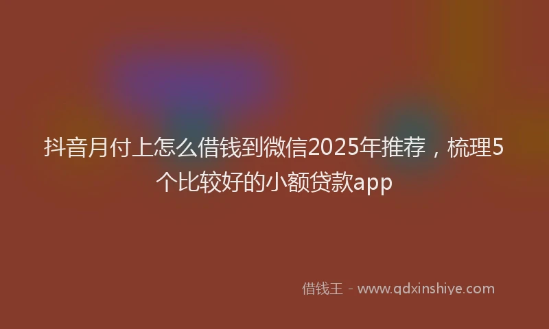 抖音月付上怎么借钱到微信2025年推荐，梳理5个比较好的小额贷款app