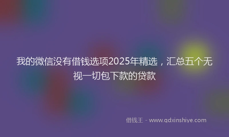 我的微信没有借钱选项2025年精选，汇总五个无视一切包下款的贷款