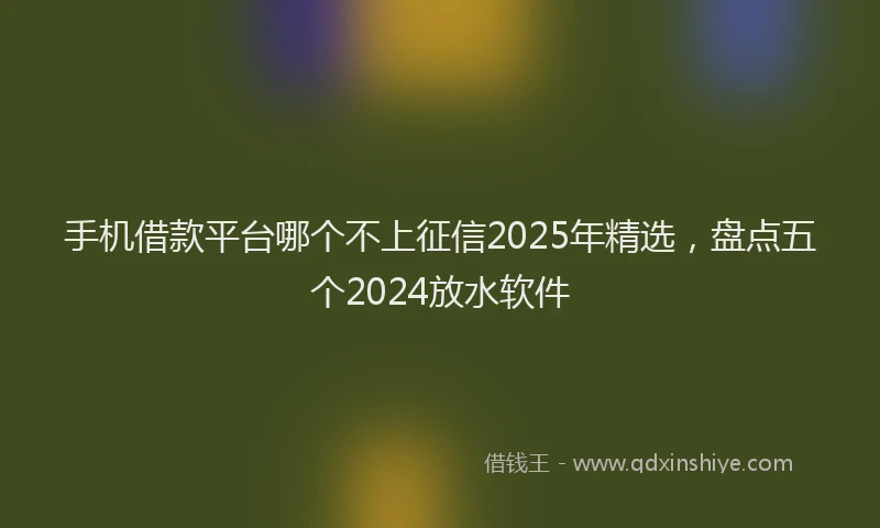 手机借款平台哪个不上征信2025年精选，盘点五个2024放水软件