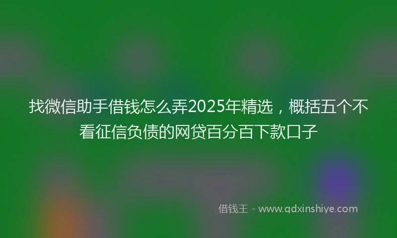 找微信助手借钱怎么弄2025年精选，概括五个不看征信负债的网贷百分百下款口子