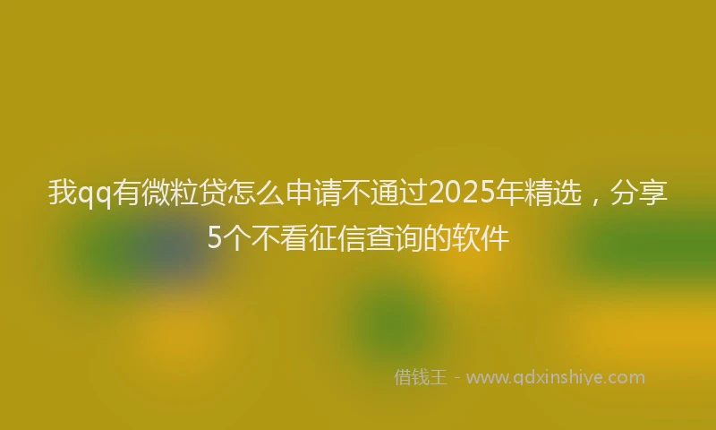 我qq有微粒贷怎么申请不通过2025年精选，分享5个不看征信查询的软件